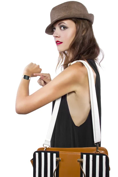Donna che indossa un generico orologio intelligente non di marca — Foto Stock
