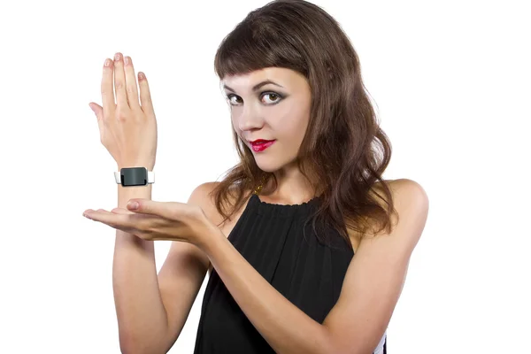 Female wearing a generic non branded smart watch — Stock Photo, Image