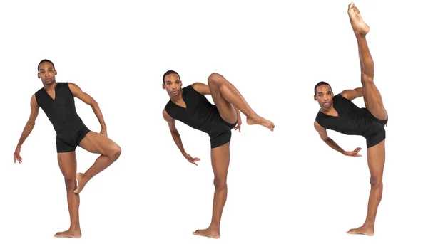 Mannelijke balletdanser warming-up, collage — Stockfoto