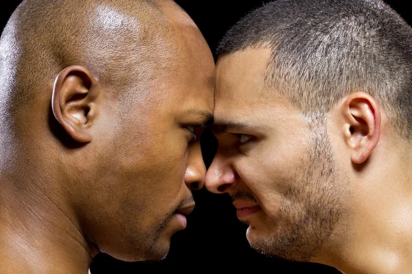 Black boxer with latino opponent — Stock Photo, Image