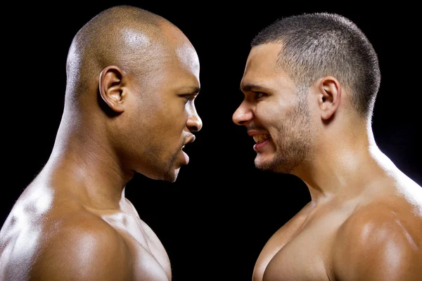 Boxer preto com oponente latino — Fotografia de Stock