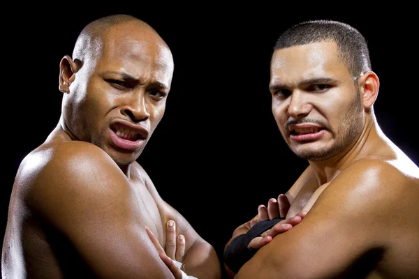 Boxer preto com oponente latino — Fotografia de Stock