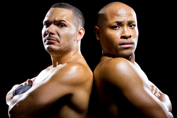 Black boxer with latino opponent — Stock Photo, Image