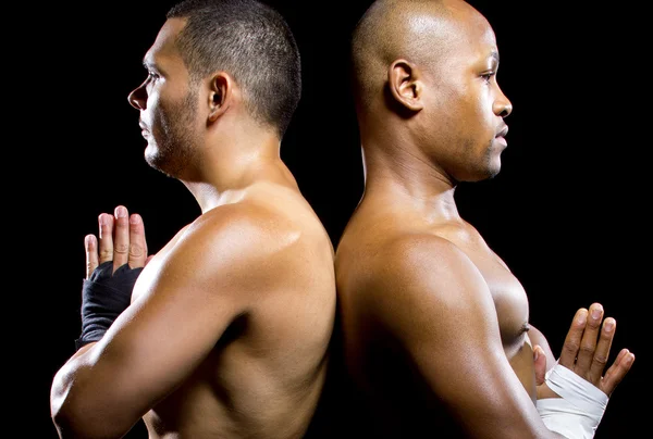 Black boxer with latino opponent — Stock Photo, Image