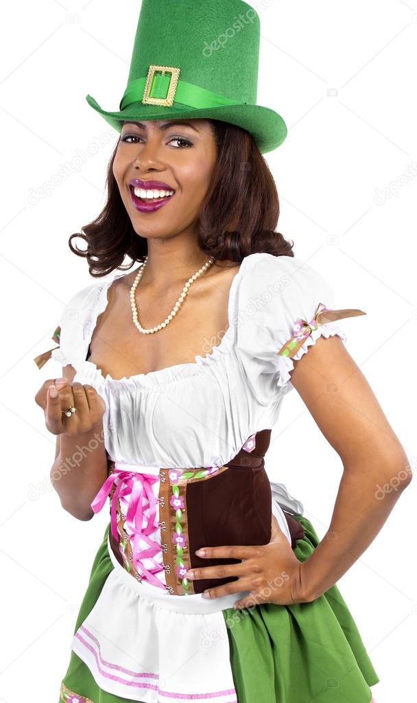 Waitress in st patricks day costume