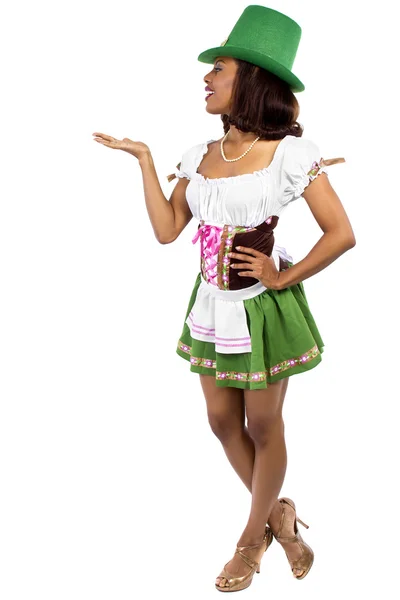 Waitress in st patricks day costume — Stock Photo, Image