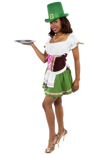 Waitress in st patricks day costume — Stock Photo, Image