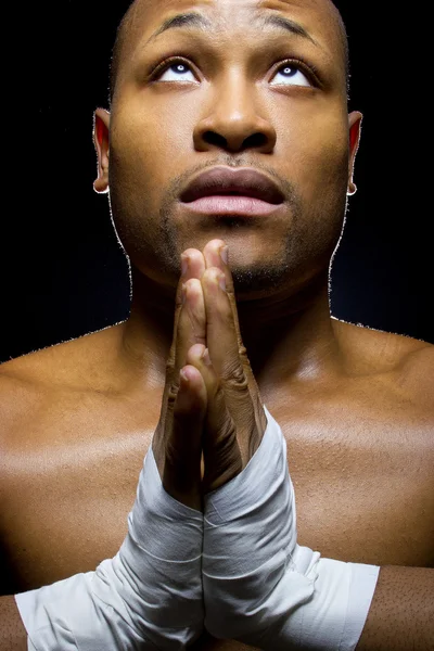 Mma fighter praying — Stock Photo, Image