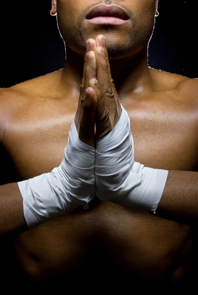 Mma fighter praying — Stock Photo, Image