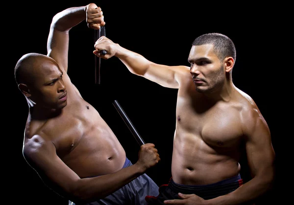 Martial artists sparring with Kali Escrima — Stock Photo, Image