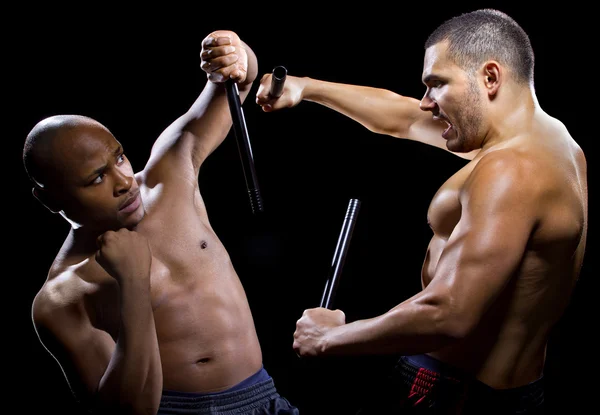 Martial artists sparring with Kali Escrima — Stock Photo, Image