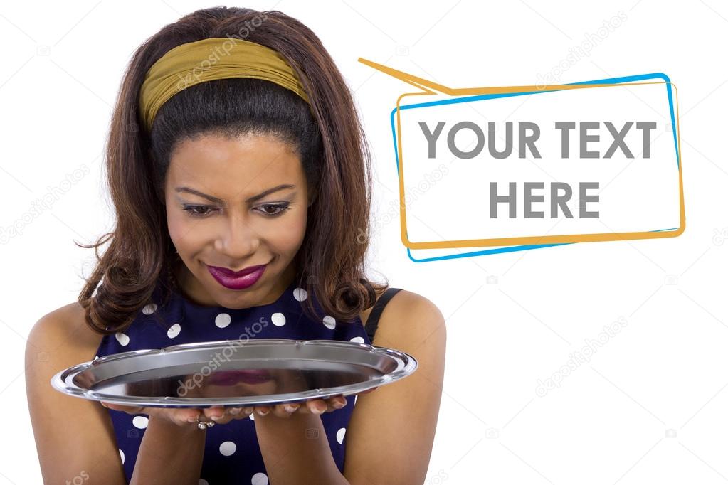 Black female holding empty tray