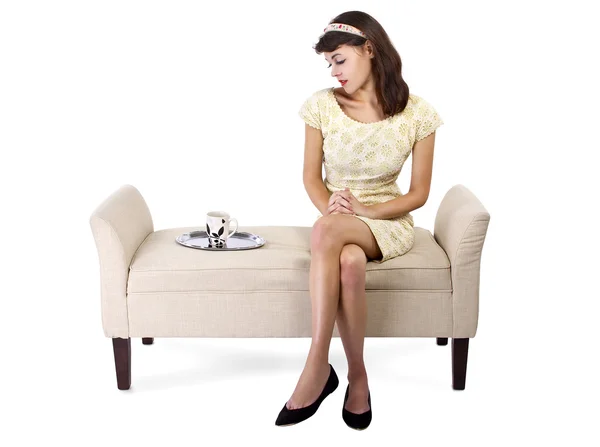 Female drinking coffee — Stock Photo, Image