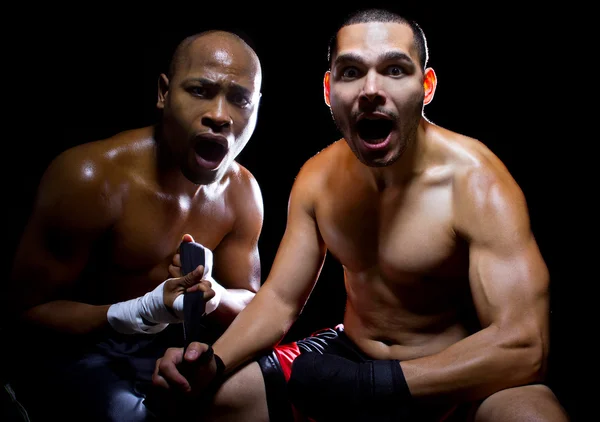Boxer e coach sembrano scioccati — Foto Stock
