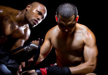 Eğitmen motive edici boksör