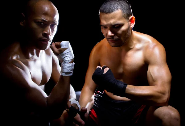 Trainer motivating Boxer — Stock Photo, Image