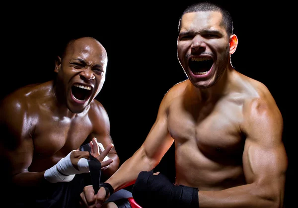 Tränare motiverande boxare — Stockfoto