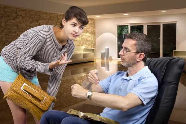 Father waiting for daughter — Stock Photo, Image