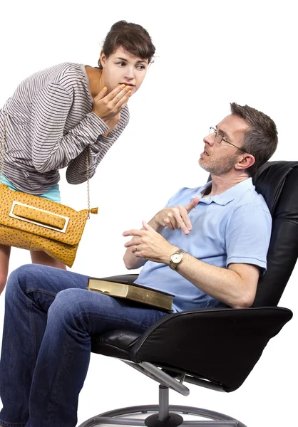 Father waiting for teenage daughter — Stock Photo, Image