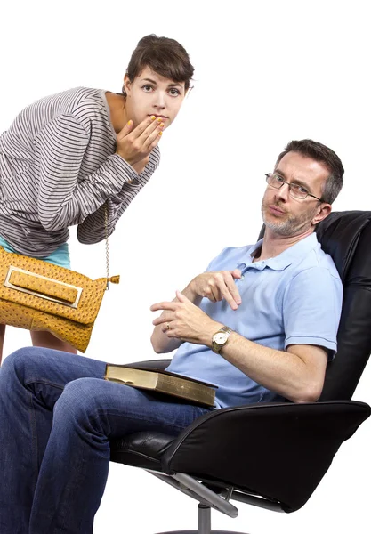 Father waiting for teenage daughter — Stock Photo, Image