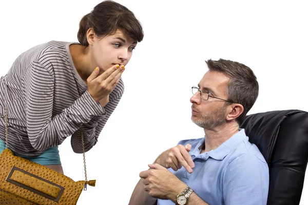 Padre esperando a la hija adolescente — Foto de Stock