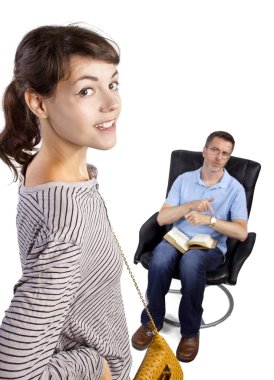 Single father waiting for daughter clipart