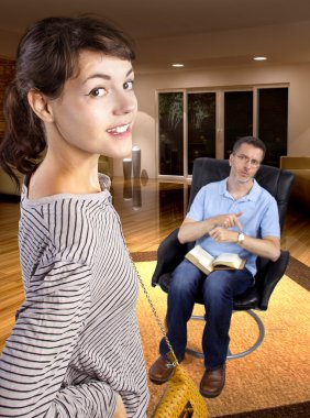 father waiting for daughter clipart