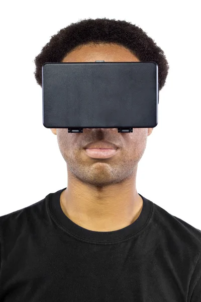 Masculino vestindo fone de ouvido realidade virtual — Fotografia de Stock