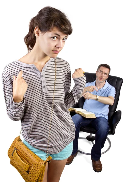 Single father waiting for daughter — Stock Photo, Image