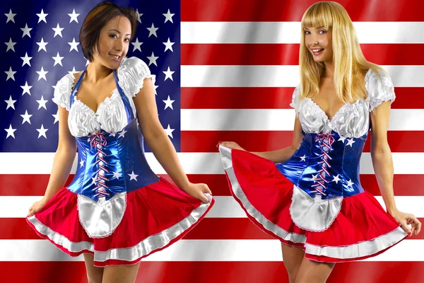 Women in a costumes posing — Stock Photo, Image