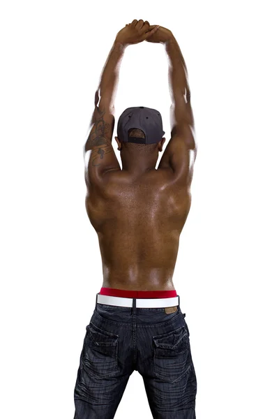 Hombre flexionando los músculos de la espalda — Foto de Stock