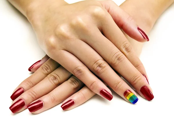 LGBTQ pride rainbow nail art — Stock Photo, Image