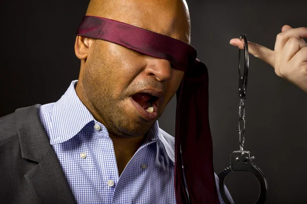 Male forced to sexual BDSM roleplaying — Stock Photo, Image