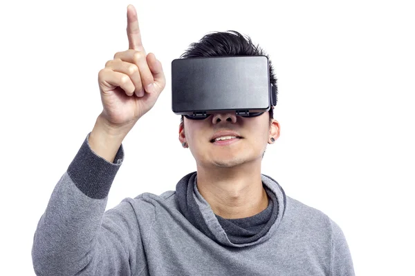 Man wearing virtual reality goggles — Stock Photo, Image