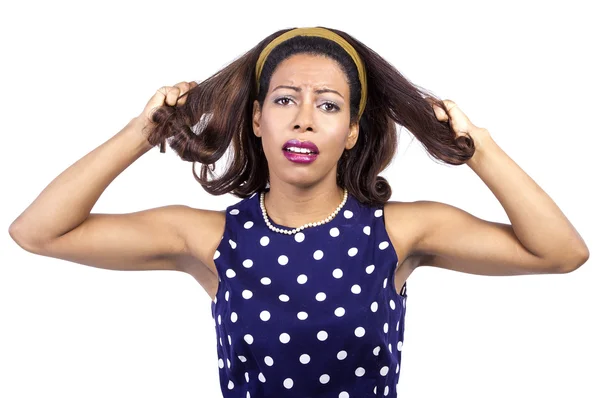 Anxious black female — Stock Photo, Image