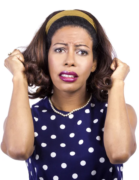 Anxious black female — Stock Photo, Image