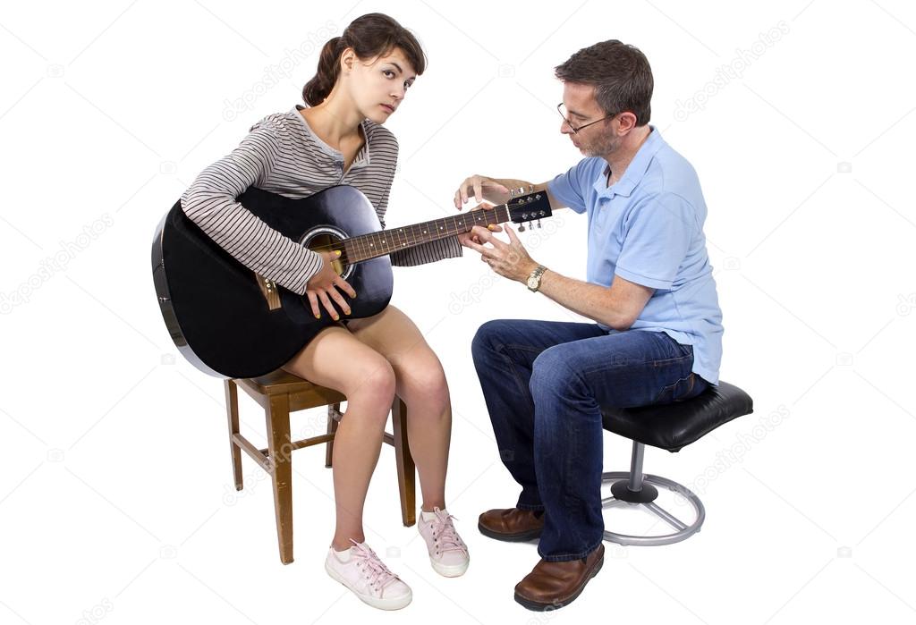 Female with male music instructor