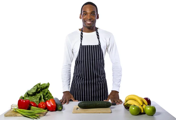 Chef, vestindo um avental de cozinha — Fotografia de Stock