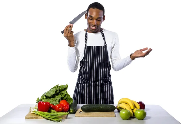 Chef con un delantal de cocina — Foto de Stock