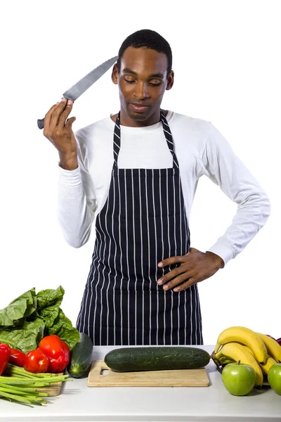 Chef, vestindo um avental de cozinha — Fotografia de Stock