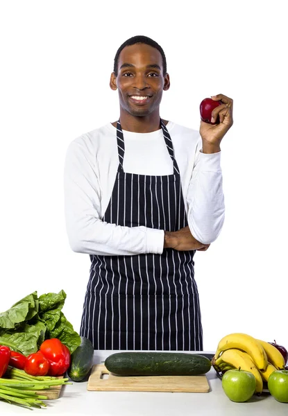 Chef, vestindo um avental de cozinha — Fotografia de Stock