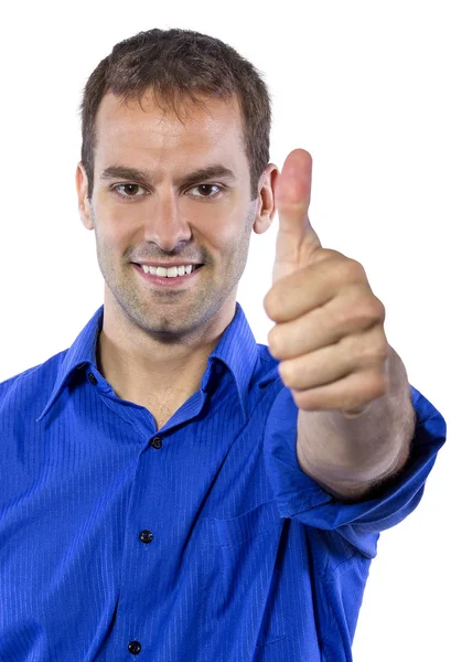 Hombre de negocios con camisa de cuello azul — Foto de Stock