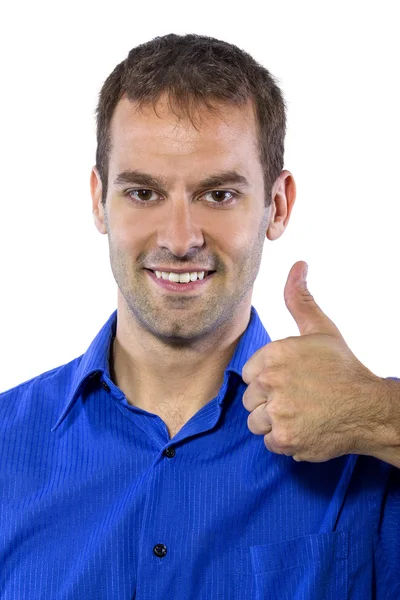 Businessman in blue collar shirt — Stock Photo, Image