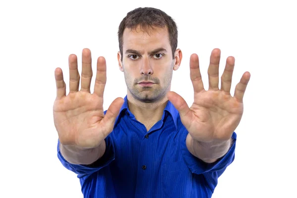 Hombre de negocios con camisa de cuello azul — Foto de Stock