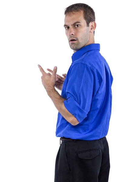 Businessman in blue collar shirt — Stock Photo, Image