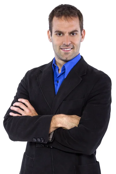 Hombre de negocios con camisa de cuello azul — Foto de Stock