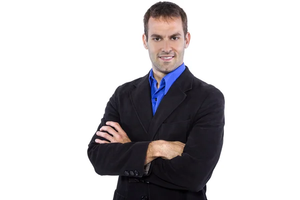 Businessman in blue collar shirt — Stock Photo, Image