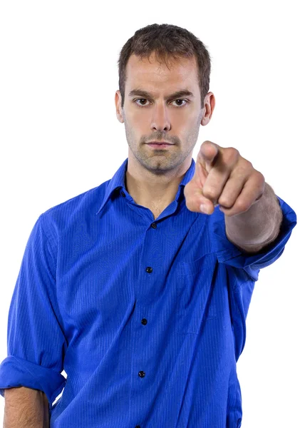 Businessman in blue collar shirt Royalty Free Stock Images