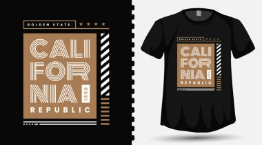 1850 'den beri Golden State Kaliforniya Cumhuriyeti' nde moda kıyafetleri ve posterleri için tipografi tasarım şablonu