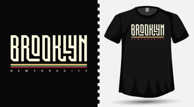 Brooklyn İlçesi New York şehrinin modaya uygun tipografi harf dizayn şablonu basılı gömlek, moda kıyafetleri ve poster için şeritli